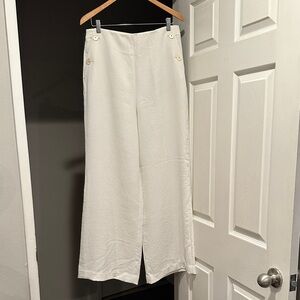 J Crew cream wide leg sailor style trousers